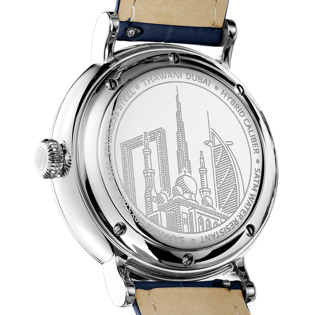 Dubai engraved silver watch