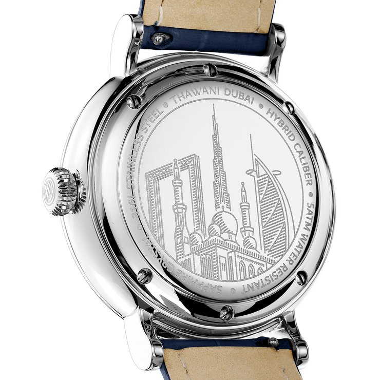Dubai engraved silver watch