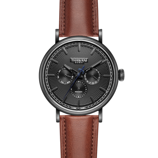 black watch with brown strap