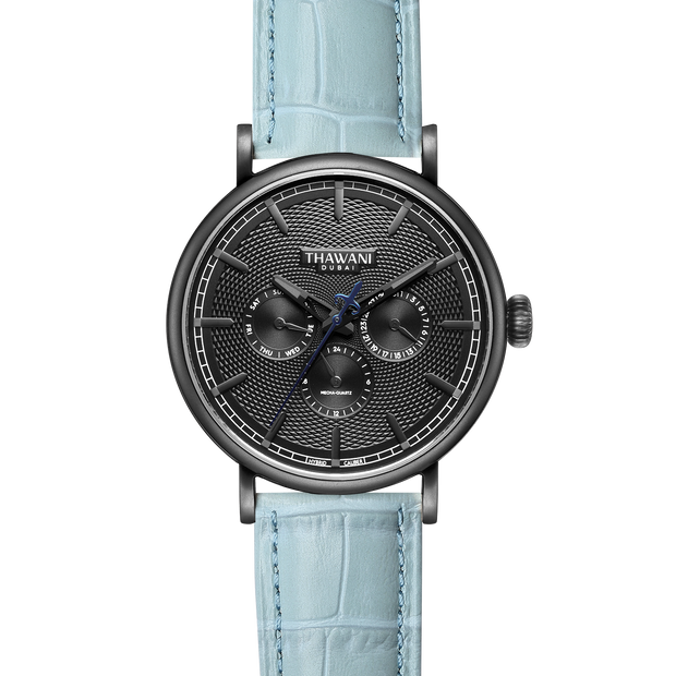 black watch with turquoise strap
