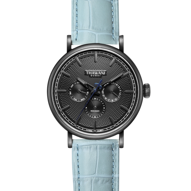 black watch with turquoise strap